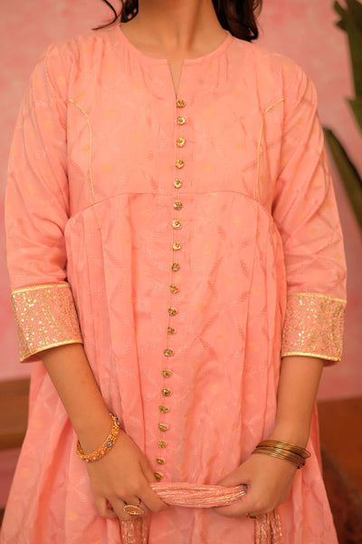 GBD-02899 | Peach & Gold | Casual Plus 3 Piece Suit | Viscose Filament Jacquard