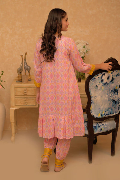 GAC-02808 | Pink & Multicolor | Casual 2 Piece Suit | Cotton Dobby Self