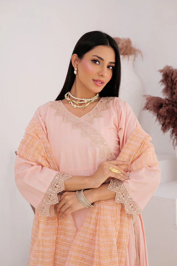 LBD-02972 | Peach & Gold | Casual Plus 3 Piece Suit | Cotton Dobby