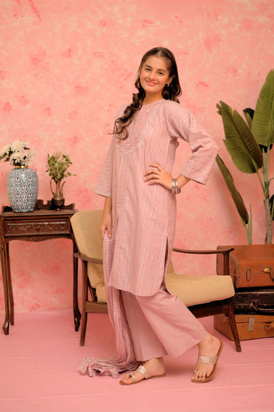 GBD-02897 | Tea Pink & Silver | Casual Plus 3 Piece Suit | Cotton Dobby Jacquard