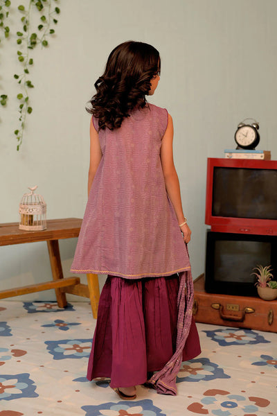 KBD-02845| Magenta & Gold | Casual Plus 3 Piece Suit | Cotton Jacquard