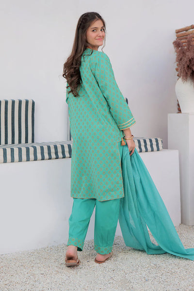 GAD-02928 | Sea Green & Orange | Casual 3 Piece Suit | Cotton Jacquard