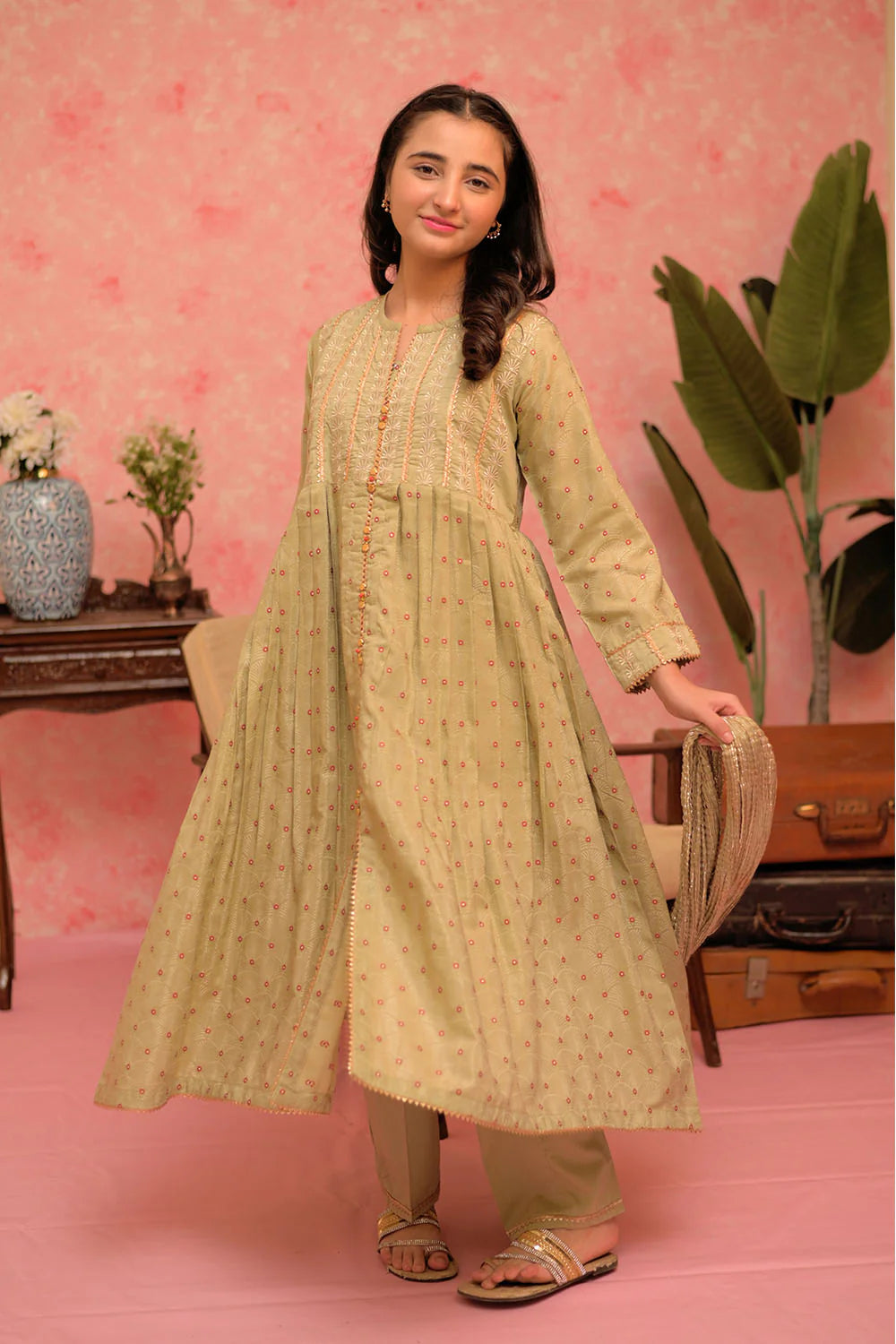 GBD-02889 | Green & Multicolor | Casual Plus 3 Piece Suit | Viscose Cotton Filament Jacquard