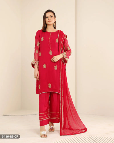 FORMAL 3PC EMBROIDERED SUIT | 9419-IG-CF