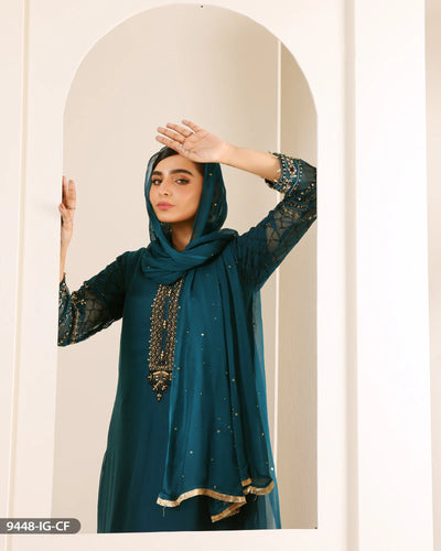 FORMAL 3PC EMBROIDERED SUIT | 9448-IG-CF