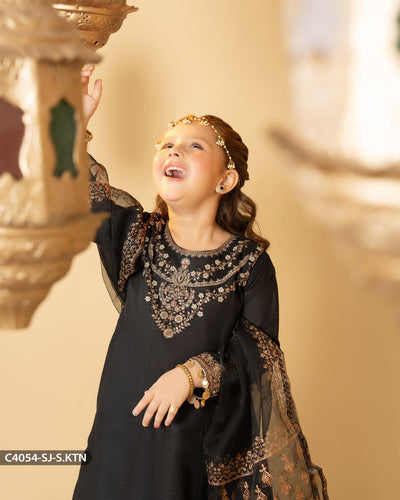 Kids 3 Piece Embroidered Suit | 4054-SJ-S.KTN