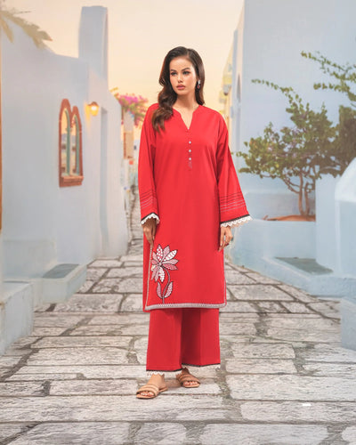 2-Piece Ready-to-Wear Cross Slub Cotton Suit | 17204-IG-C.S.CT